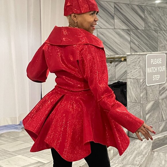 Red Wrap Jacket and Hat - Picture 4 of 5